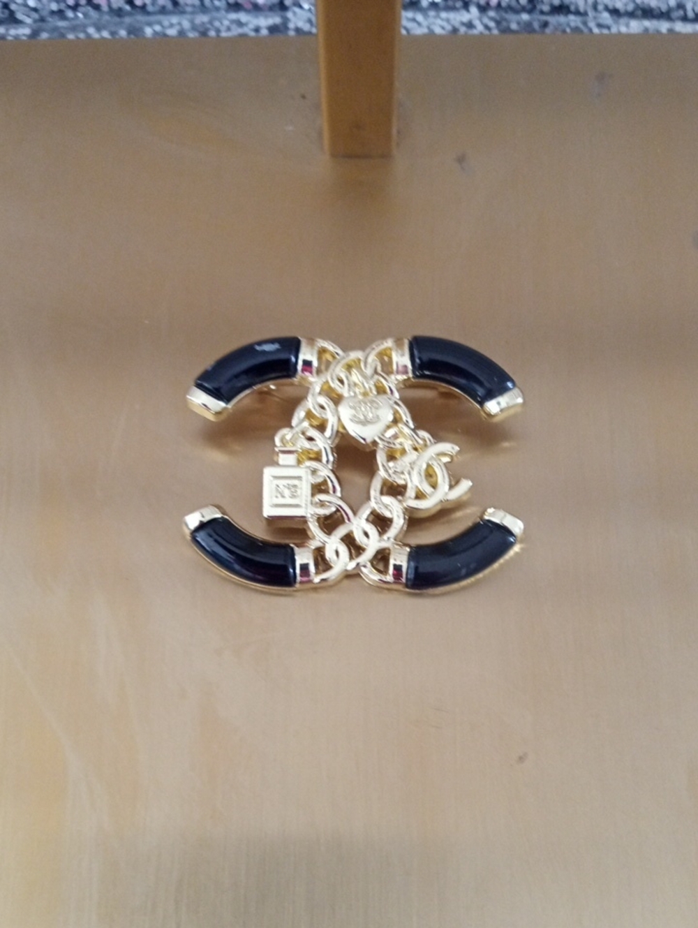 Chanel Emerald Black And Gold Brooch "Accepting Reasonable Offers